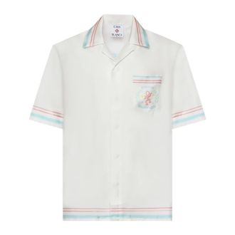Casablanca Short Sleeve Shirts, male, White, Size: XS Dance Joy Camp-Collar Shirt
