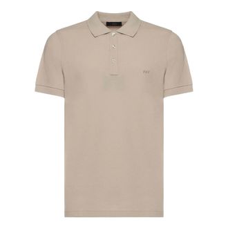 Fay Polo Shirts, male, Beige, Size: L Piquet Stretch Polo
