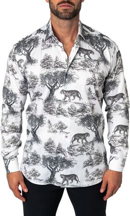 Maceoo Fibonacci Regular Fit Kingdom White Button-Up Shirt at Nordstrom, Size Xxx-Large