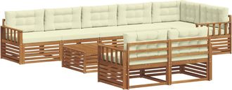 vidaXL Conjunto De Sof&aacute;s De Exterior 9 Uds. Natural Y Crema Vidaxl