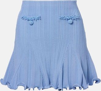 Self Portrait Beaded ribbed-knit miniskirt