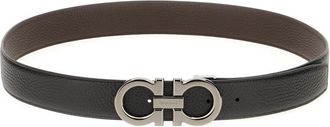 Ferragamo Black Textured Reversible Belt