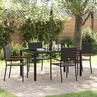 vidaXL Vidaxl - Conjunto De Comedor De Jard&iacute;n 5 Pcs Negro 150 X 90 X 75 Cm