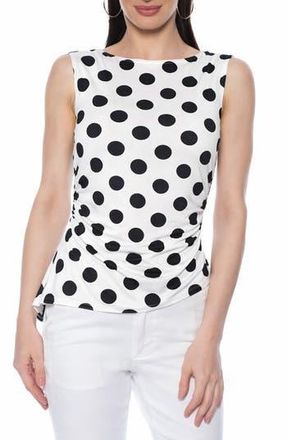 Isaac Mizrahi New York Polka Dot Ruched Tank Top in White Black at Nordstrom Rack, Size X-Large
