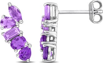 Mimi & Max Multi-Gem Five Stone Drop Earrings Sterling Silver