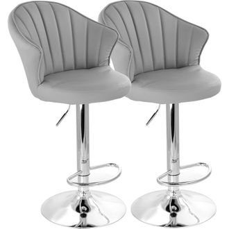Elama 2 Piece Shell Back Faux Leather Adjustable Bar Stool in Dark Gray at Nordstrom