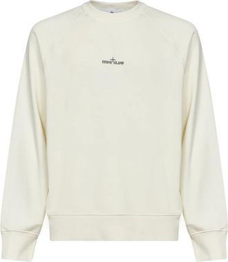 Stone Island Compass Graphic Crewneck Sweatshirt - Heren - Sweatshirts - Beige - M - Katoen - Hoodies & sweatvesten