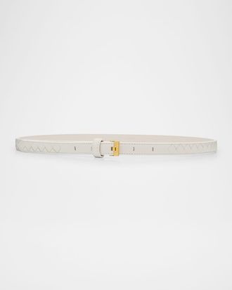 Bottega Veneta Watch-Buckle Intrecciato Skinny Leather Belt