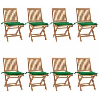vidaXL Sillas De Jard&iacute;n Plegables 8 Uds Madera Maciza Teca Con Cojines Vidaxl