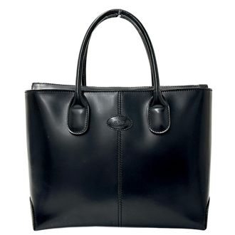 Tod's Black Leather Handbag Tote Bag (Pre-Owned)