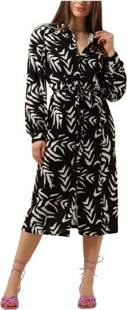 Object Elegante Zwarte Midi Jurk - Dames - Shirt Kleedjes - Zwart - XS - Kleedjes