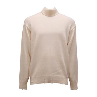 Amaranto B9S0017S Dolcevita Distressed Roll-neck Jumper - male - AMAR&Aacute;NTO - Round-neck Knitwear - White - XL - Knitwear