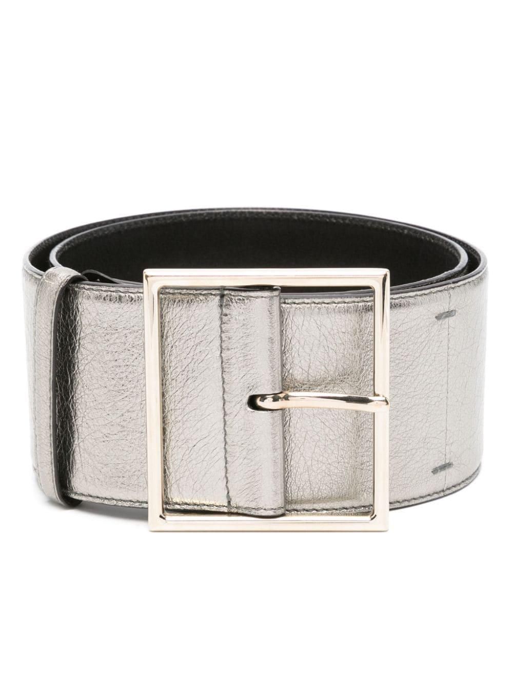 Cintura Skinny In Vera Pelle Argento Misura S 90cm – Cintura Regolabile Donna, Colore Metallico