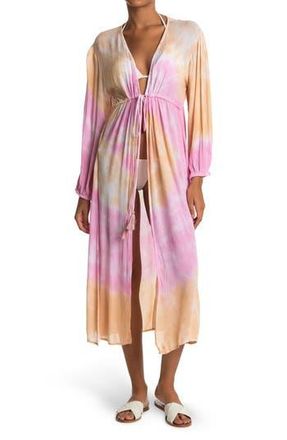 Boho Me Open Front Tie Dye Cover Up in Pink at Nordstrom Rack, Size Large/x-Large
