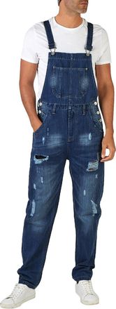 Generic Denim Dungarees Mens Casual Lightweight Slim Fit Bib Overall Blue Cowboy Rompers Fashion Loose Fit Hip Hop Fancy Dress Vintage Braces Cargo Trousers S