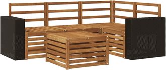 vidaXL Conjunto De Sof&aacute;s De Exterior 5 Uds. Natural Poli&eacute;ster Vidaxl