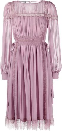 Alberta Ferretti long-sleeved silk midi dress - women - Silk/Polyamide - 42 - Purple