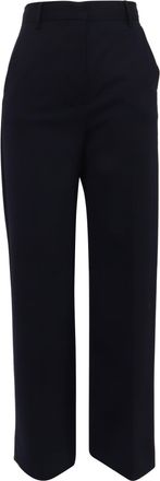Max Mara Weekend Pleated Trousers in Navy Blue Polyester