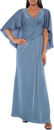 OLEG CASSINI Satin Capelet Gown in Slate at Nordstrom Rack, Size 1 X