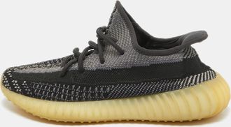 adidas Black/Blue Knit Fabric Boost 350 V2 Carbon Sneakers Size 39 1/3