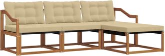 vidaXL Conjunto De Sof&aacute;s De Exterior 4 Uds. Natural Y Beige Vidaxl
