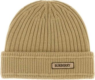 Burberry Beige Textured Beanie Hat