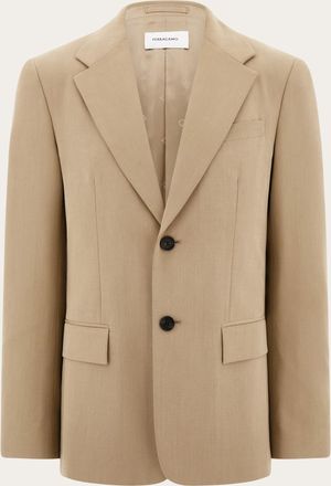 Ferragamo Uomo Blazer monopetto in seta e lana Beige
