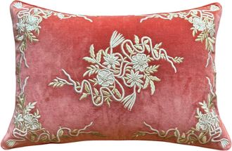 Les-Ottomans Coj&iacute;n de Algod&oacute;n Bordado - Flor Roja