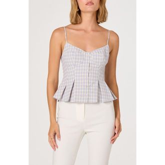 ASTR the Label Lesly Check Cotton Blend Camisole Top in Purple Plaid at Nordstrom, Size X-Small