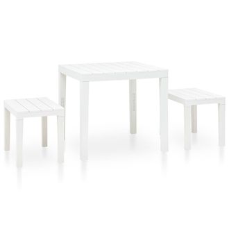 Berkfield Home Garden Table with 2 Benches Plastic White