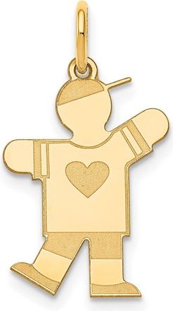 Diamond2Deal 14k Yellow Gold The Kids Small Heart Shirt Boy Engravable Kiss Charm Pendant