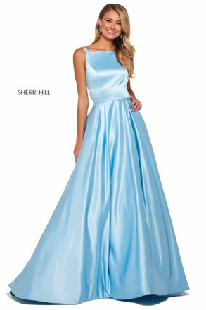 Sherri Hill Mikado A-Line Prom Gown In Light Blue