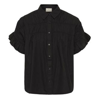 Kaffe KAverdina Flouncce Shirt - Dames - Blouses & Shirts - Zwart - Maat: 2XL Katoen