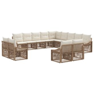 vidaXL Conjunto De Sof&aacute;s De Jard&iacute;n 13 Pcs Beige Rat&aacute;n Sint&eacute;tico Vidaxl