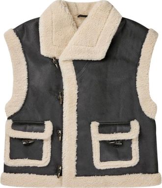 Munthe Jassen, Dames, Zwart, L, Leer, Elegante Vegan Leren Toggle Vest