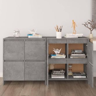 vidaXL Vidaxl - Aparadores 2 Uds Madera De Ingenier&iacute;a Gris Hormig&oacute;n 70x41x75 Cm