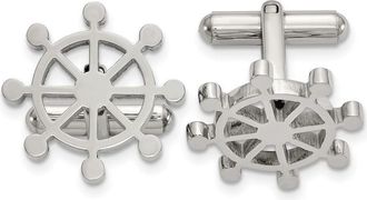 Diamond2Deal Stainless Steel Polished Ships Wheel Cufflinks