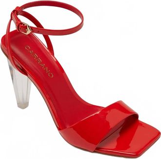 Carrano Womens Sky Clear Heel Patent Leather Sandal In Red
