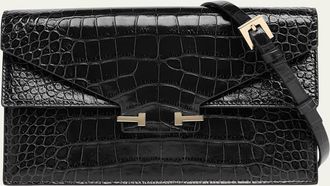 Tom Ford Small Croc-Embossed Leather T-Clasp Clutch Bag