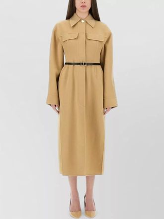 Sportmax long coat belted waist structured shoulders