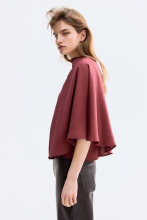 H&M Draped satin blouse in Dark Red at Nordstrom, Size X-Small