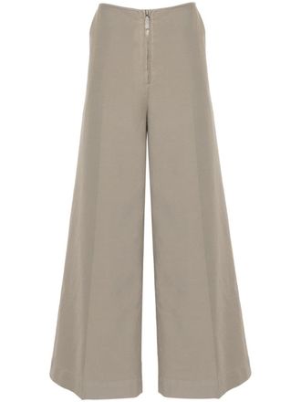 Toteme cotton wide-leg trousers - women - Cotton/Organic Cotton - 38 - Grey
