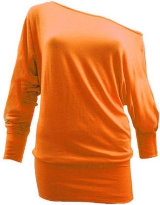 Generic Crazy Girls Womens Long Sleeve One Off-Shoulder Plain Baggy Batwing Top UK8-24 (UK16/18, Rust)
