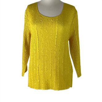 Berek Womens Game Day 3/4 Sleeve Pullover Top In Yellow