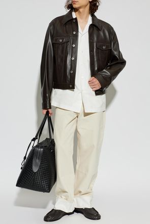 Bottega Veneta Leather Jacket, Mens, Brown