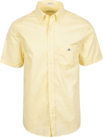 GANT Mens REG POPLIN SHORT SLEEVE SHIRT VANILLA YELLOW Cotton - Size X-Large