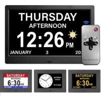 OEM Reloj Digital Lcd De 7 Pulgadas Con Calendario, Fecha, D&iacute;a Y Hora, Formato De Reloj Completo, Atenuaci&oacute;n Autom&aacute;tica, 8 Idiomas, Pantalla Hd, Recordato