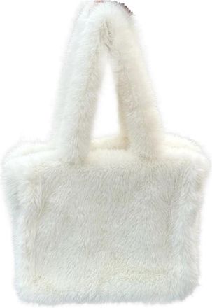 Generic Womens Plush Bags Plush Bag Womens Large Shoulder Bags Winter Ladies Shopping Fashion Soft Female Casual Tote Handbags(Cream white)