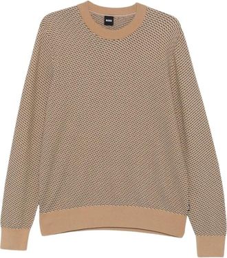 HUGO BOSS H-Lofranco Sweater - Heren - Ronde hals truien - Beige - L - Katoen - Truien & Vesten