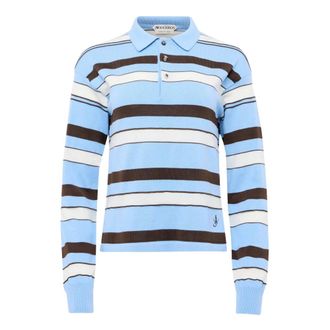 J.W.Anderson Polo Shirts, female, Blue, M, Knitted Striped Rugby Polo